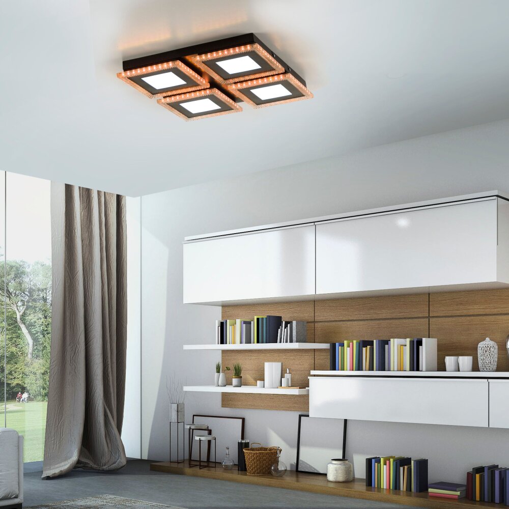 Plafonnier Leuchten-Direkt ACRI LED Noir, 2 lumières, Télécommandes main product photo