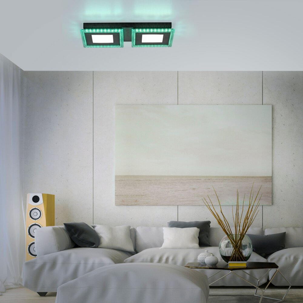 Plafonnier Leuchten-Direkt ACRI LED Noir, 2 lumières, Télécommandes main product photo