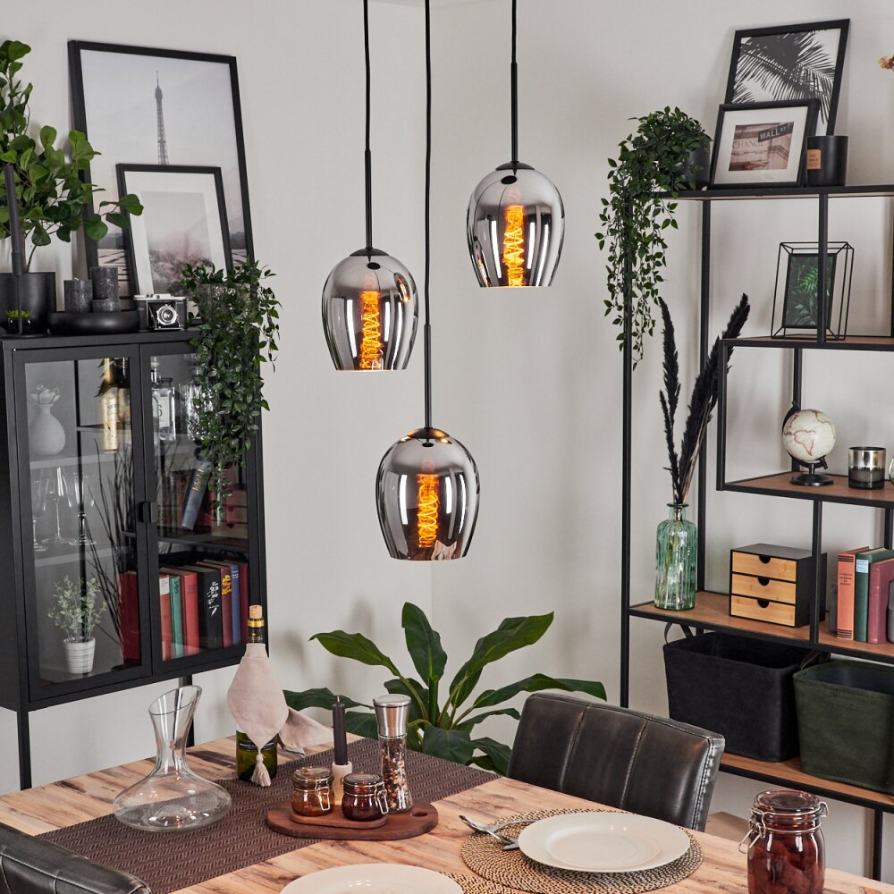 Suspension - Verre Vevino Chrome, Fumé, 3 lumières main product photo