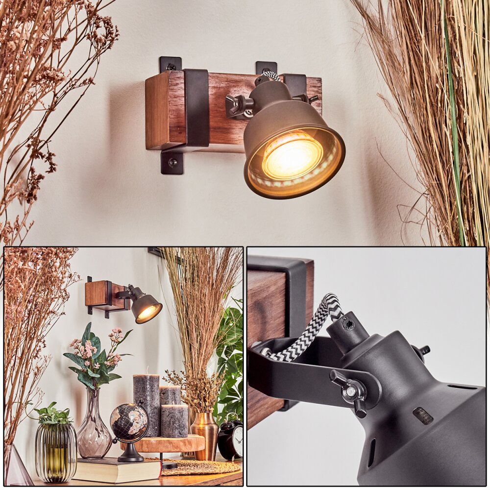 Applique murale Safari Brun foncé, Noir, 1 lumière main product photo