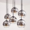 Suspension - Verre Koyoto Clair, Fumé, 6 lumières