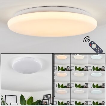 Plafonnier Melres LED Blanc, 1 lumière, Télécommandes