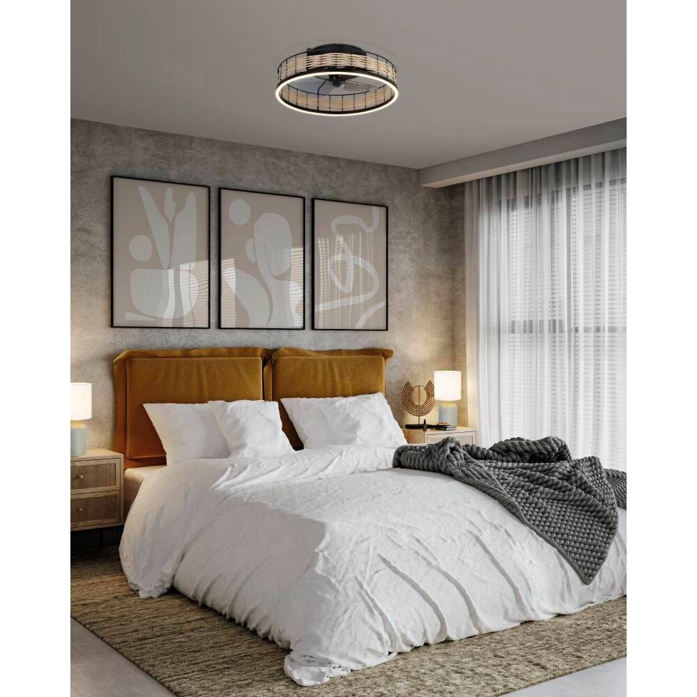 Ventilateur de plafond Eglo FRANA LED Noir, 1 lumière, Télécommandes main product photo