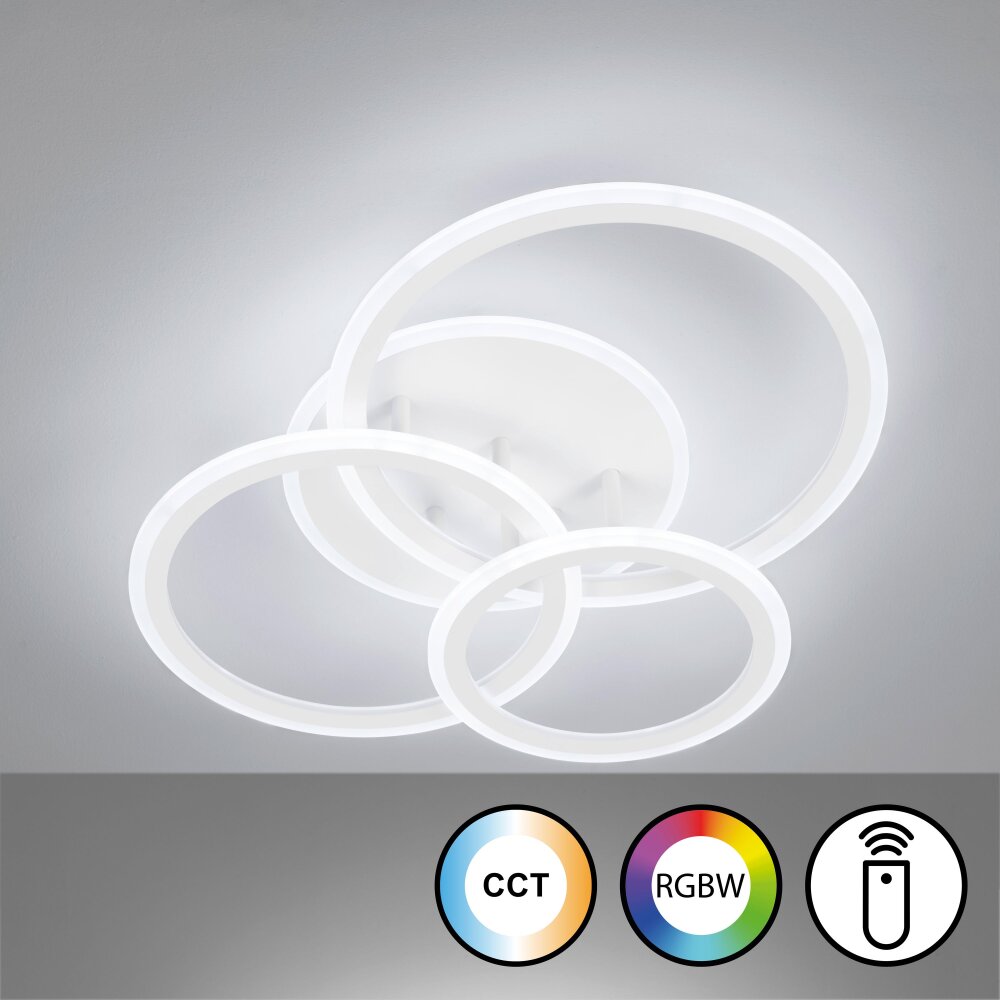 Plafonnier Fischer & Honsel Gelder LED Blanc, 1 lumière, Télécommandes, Changeur de couleurs main product photo