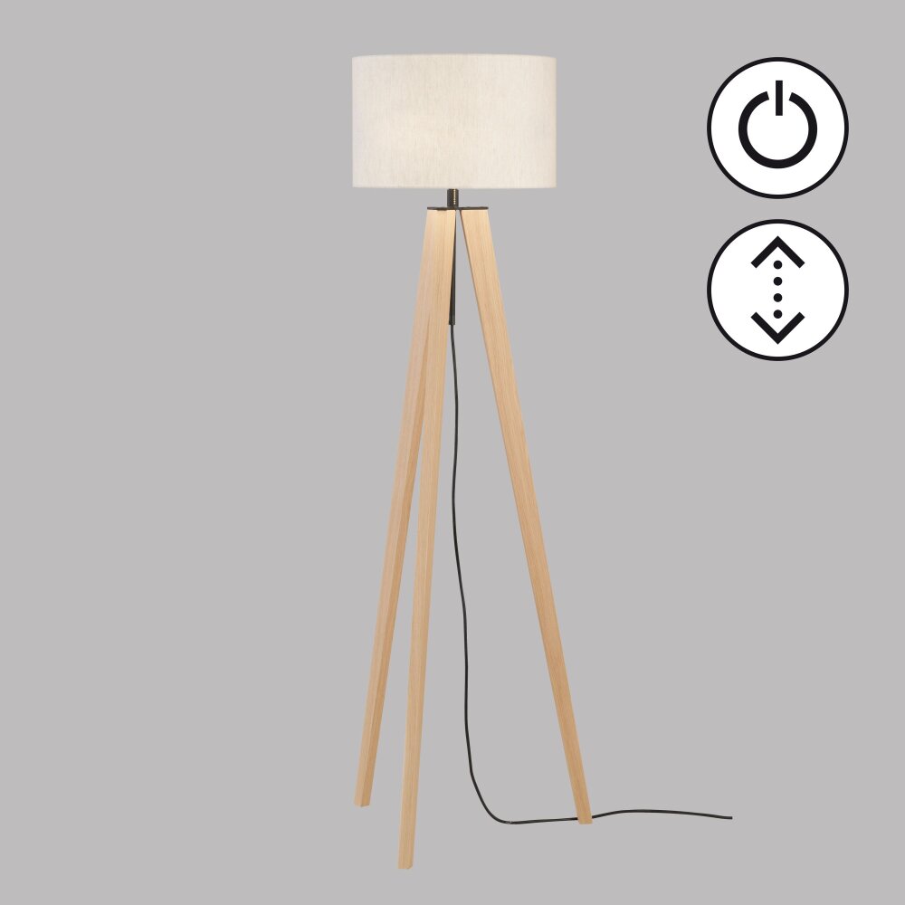 Lampadaire Fischer & Honsel SHINE-WOOD Écru, Noir, 3 lumières main product photo