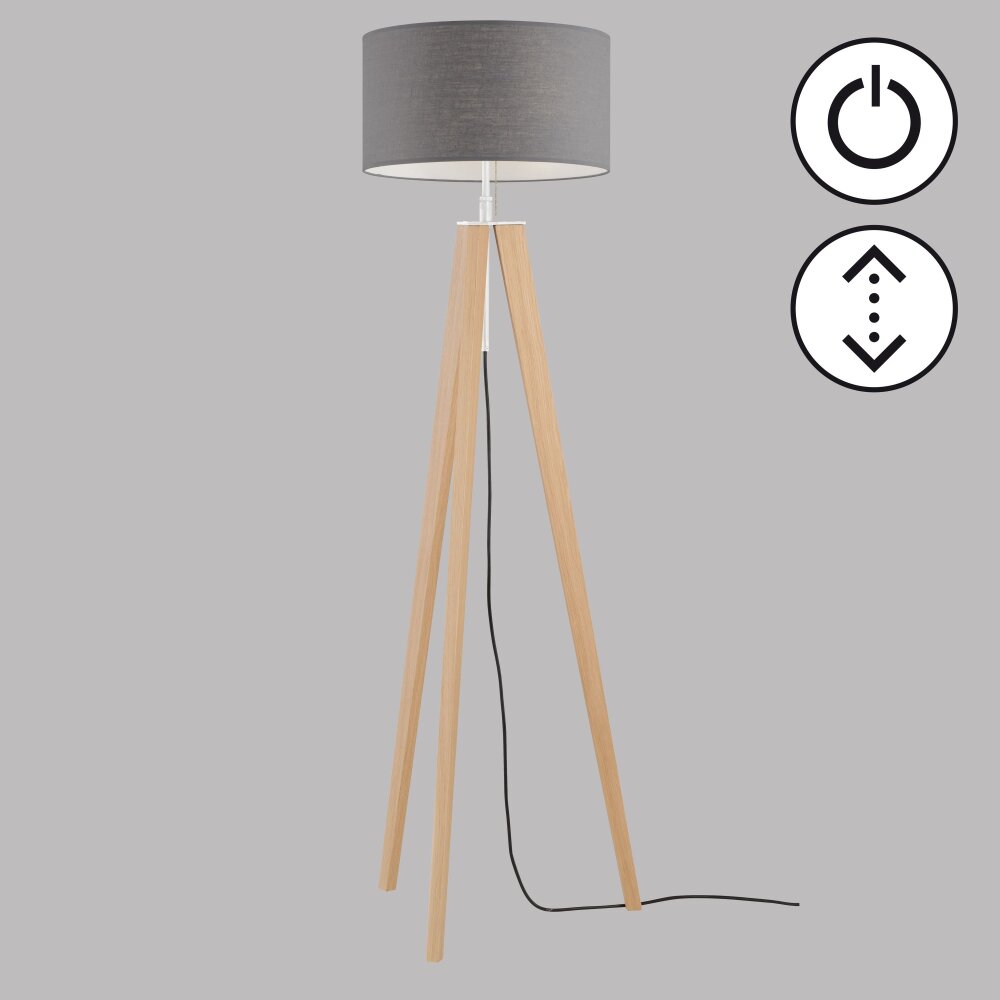 Lampadaire Fischer & Honsel SHINE-WOOD Brun, Nickel mat, 3 lumières main product photo