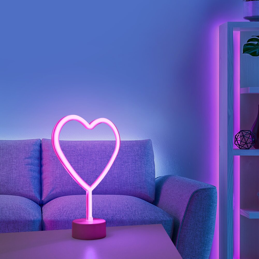 Luminaire déco Leuchten-Direkt NEON-HERZ LED Rose, 1 lumière main product photo