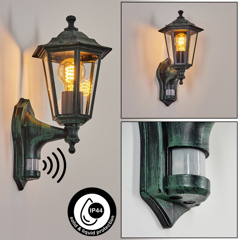 Applique murale d'extérieur Loria Vert, Noir, 1 lumière, Détecteur de mouvement main product photo