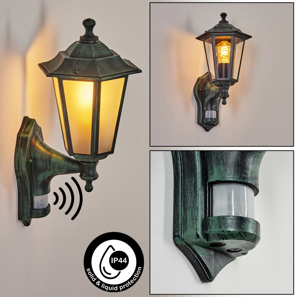 Applique murale d'extérieur Loria Vert, Noir, 1 lumière, Détecteur de mouvement main product photo