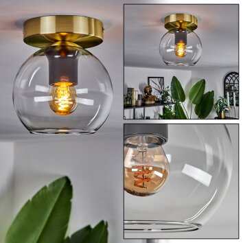 Plafonnier - Verre Koyoto Laiton, Noir, 1 lumière