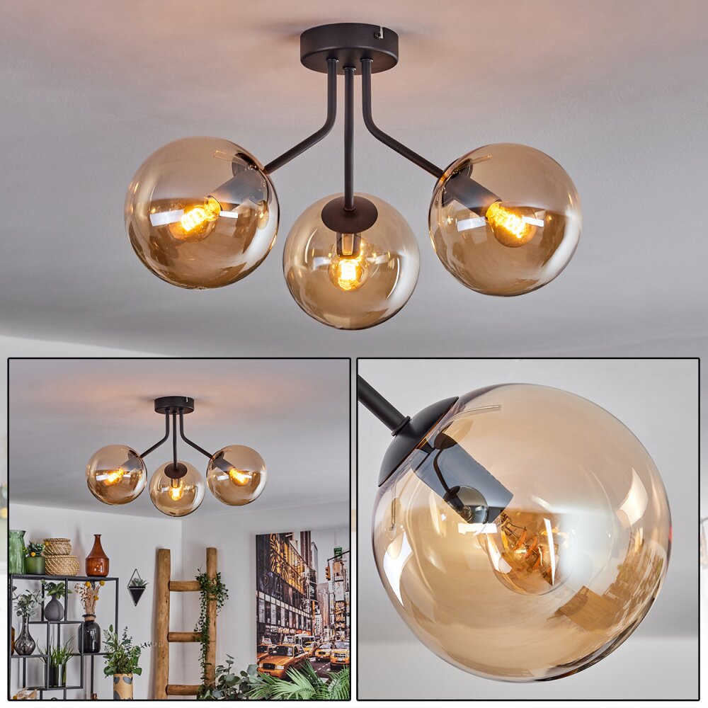 Plafonnier - Verre Gastor Ambre, 3 lumières main product photo