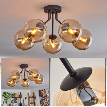 Plafonnier - Verre Gastor Ambre, 5 lumières Plafonnier - Verre Gastor Ambre, 5 lumières