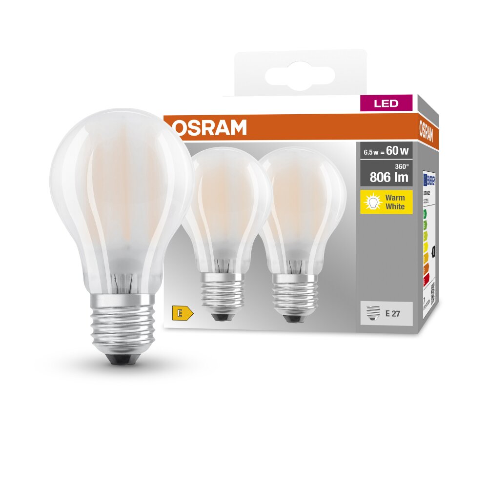 OSRAM CLASSIC A Lot de 2 LED E27 6,5 Watt 2700 Kelvin 806 Lumen main product photo