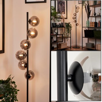 Lampadaire - Verre Remaisnil Noir, 6 lumières