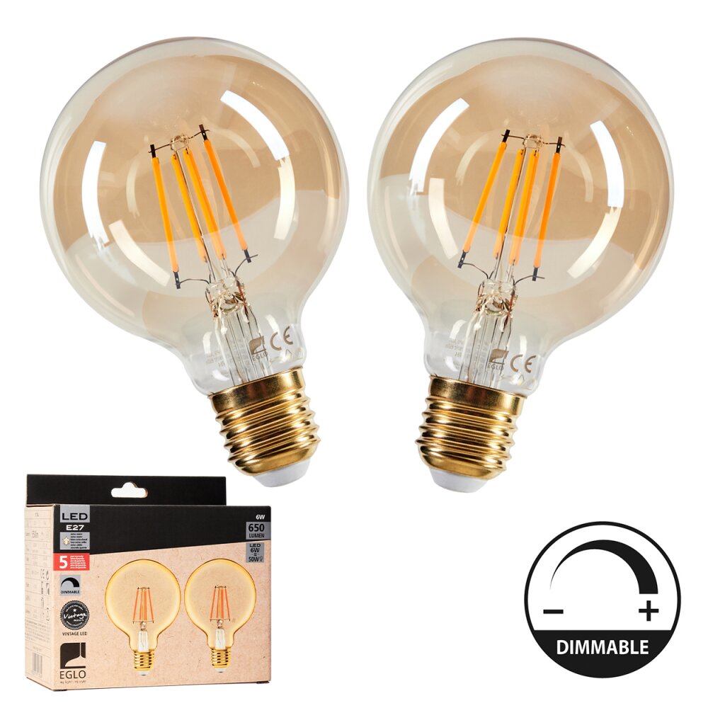 E27 Lot de 2 LED 6 watts 2200 kelvins 650 lumens main product photo