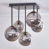 Plafonnier - Verre Chehalis Or, Noir, 5 lumières