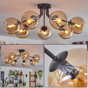 Plafonnier - Verre Koyoto Ambre, 7 lumières