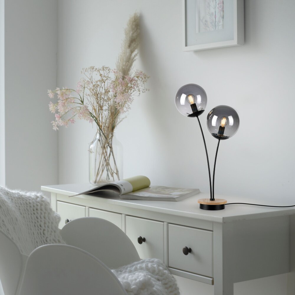 Lampe de table Leuchten-Direkt GREEN WIDOW Écru, Noir, 2 lumières main product photo