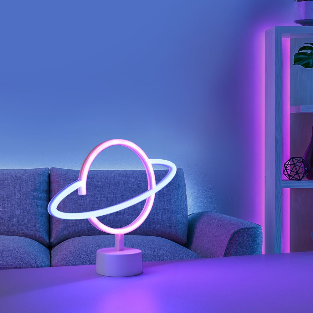 Luminaire déco Leuchten-Direkt NEON-SATURN LED Blanc, 1 lumière main product photo