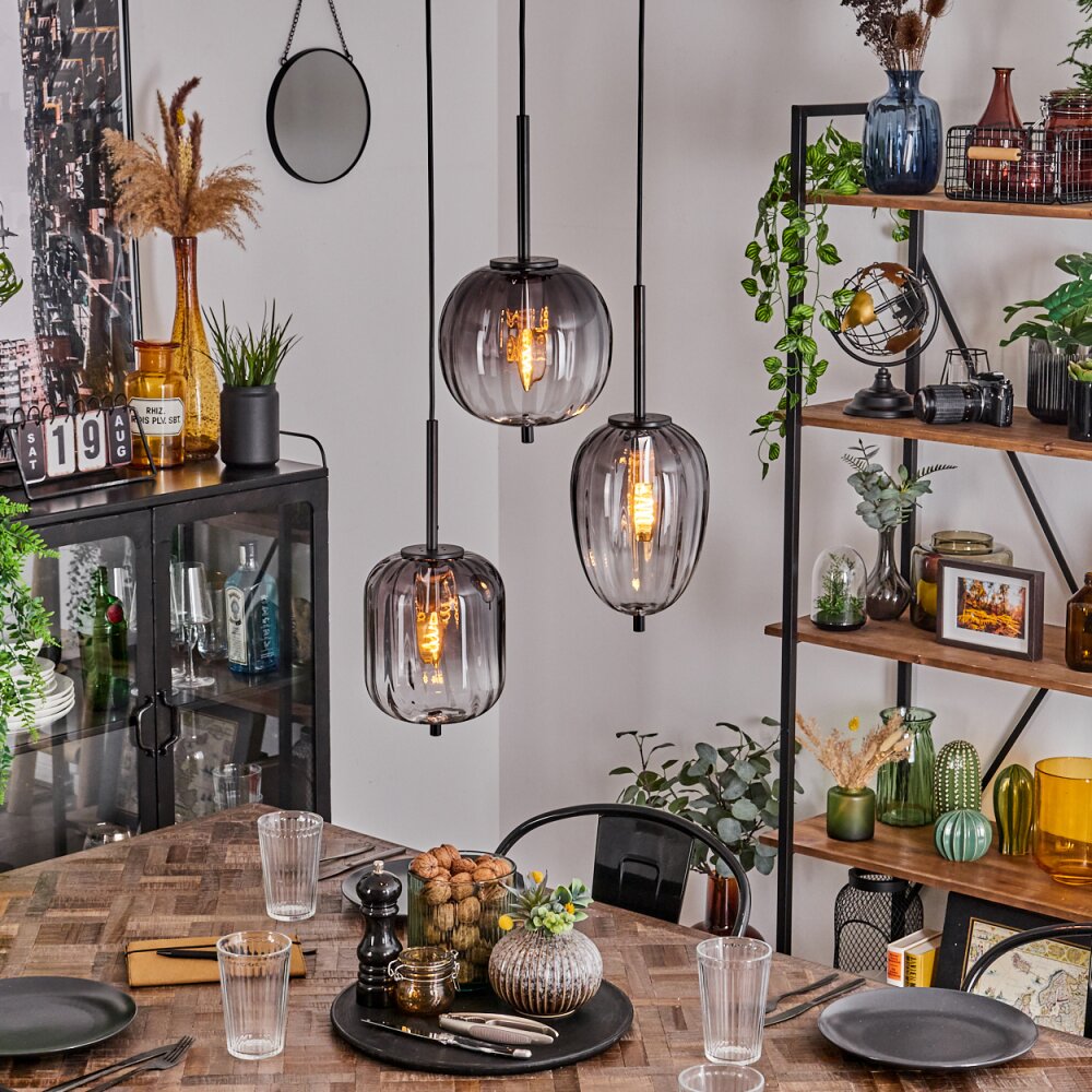 Suspension Skiatook Noir, 3 lumières main product photo