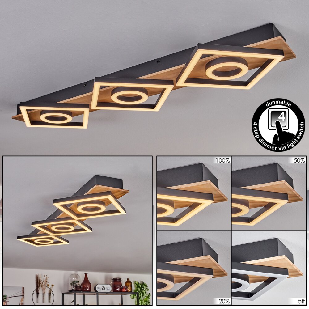 Plafonnier Taboneira LED Écru, Noir, 3 lumières main product photo