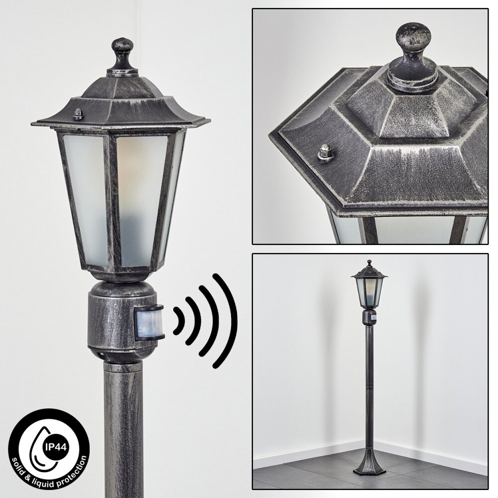 Borne lumineuse Loria Noir, Argenté, 1 lumière, Détecteur de mouvement main product photo