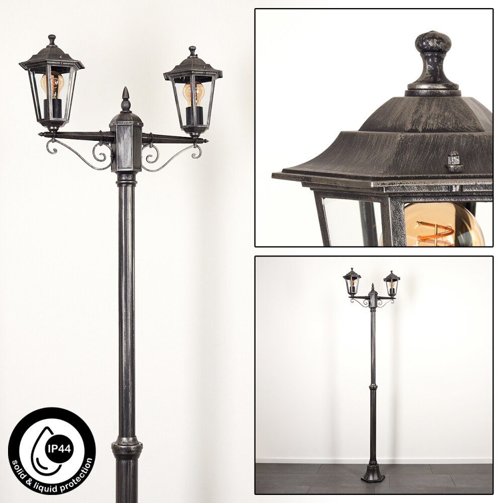 Réverbère Loria Noir, Argenté, 2 lumières main product photo
