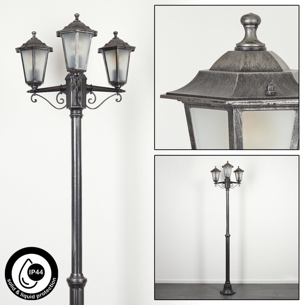 Réverbère Loria Noir, Argenté, 3 lumières main product photo