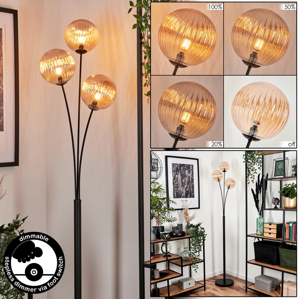 Lampadaire - Verre 15 cm Bernado Ambre, 3 lumières main product photo