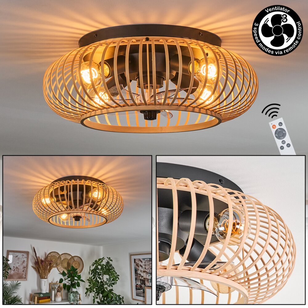 Plafonnier 50 cm Oravi Noir, 4 lumières, Télécommandes main product photo