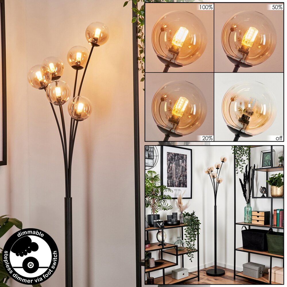 Lampadaire - Verre 10 cm Bernado Ambre, Clair, 6 lumières main product photo