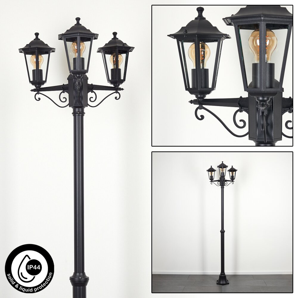Réverbère Loria Noir, 3 lumières main product photo
