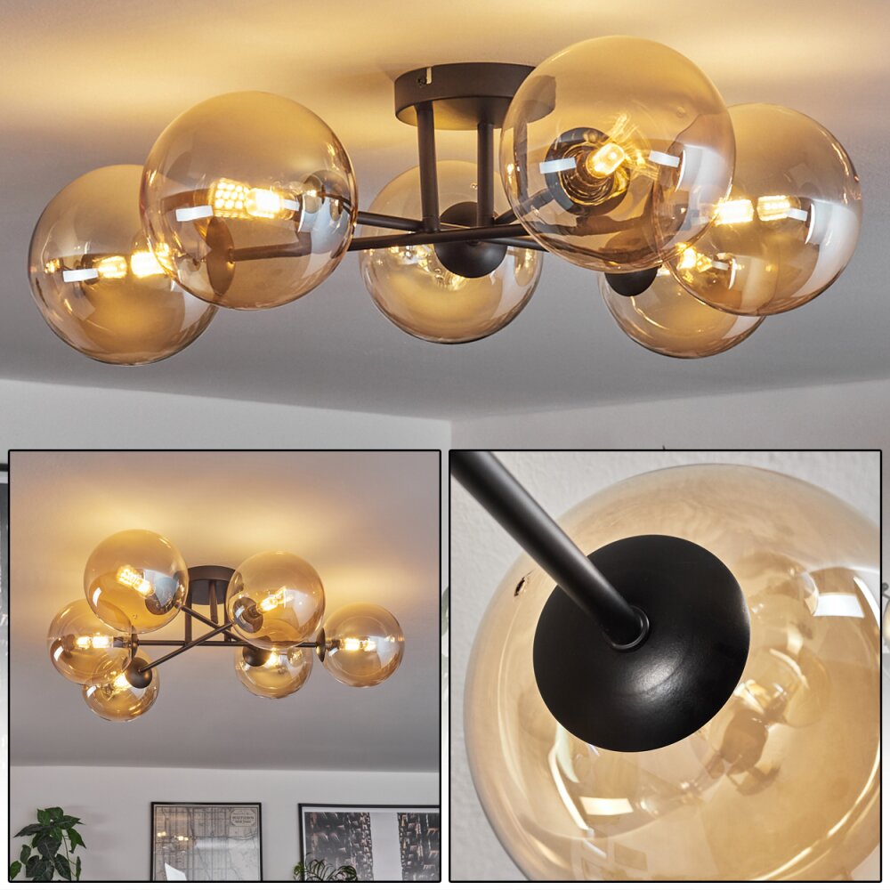 Plafonnier - Verre 15 cm Chehalis Ambre, 6 lumières main product photo