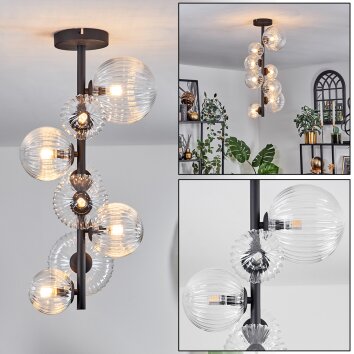 Plafonnier - Verre 10 cm, 12 cm, 15 cm Chehalis Clair, 8 lumières