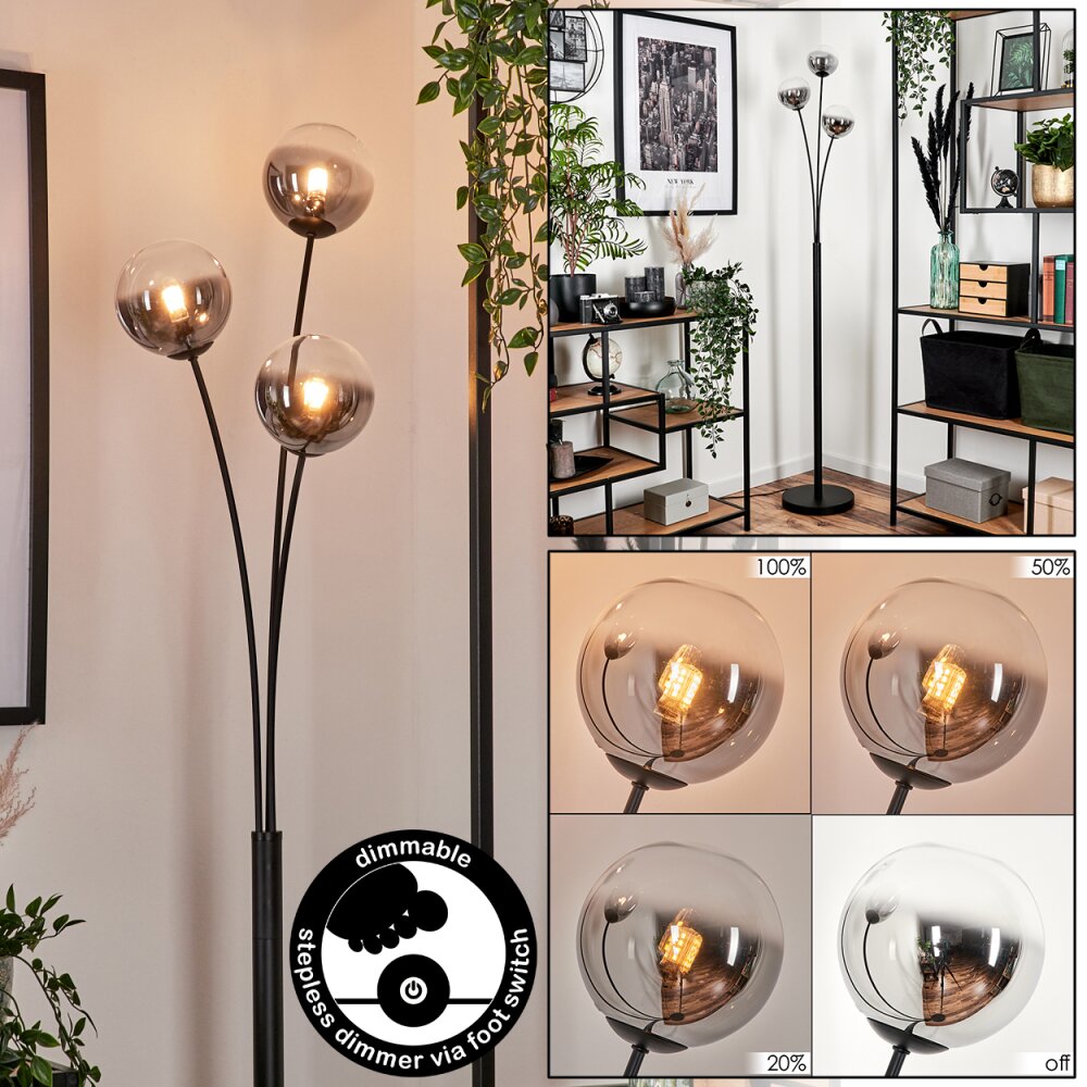 Lampadaire - Verre 12 cm Bernado Clair, Fumé, 3 lumières main product photo