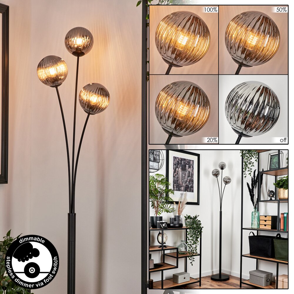 Lampadaire - Verre 12 cm Bernado Fumé, 3 lumières main product photo