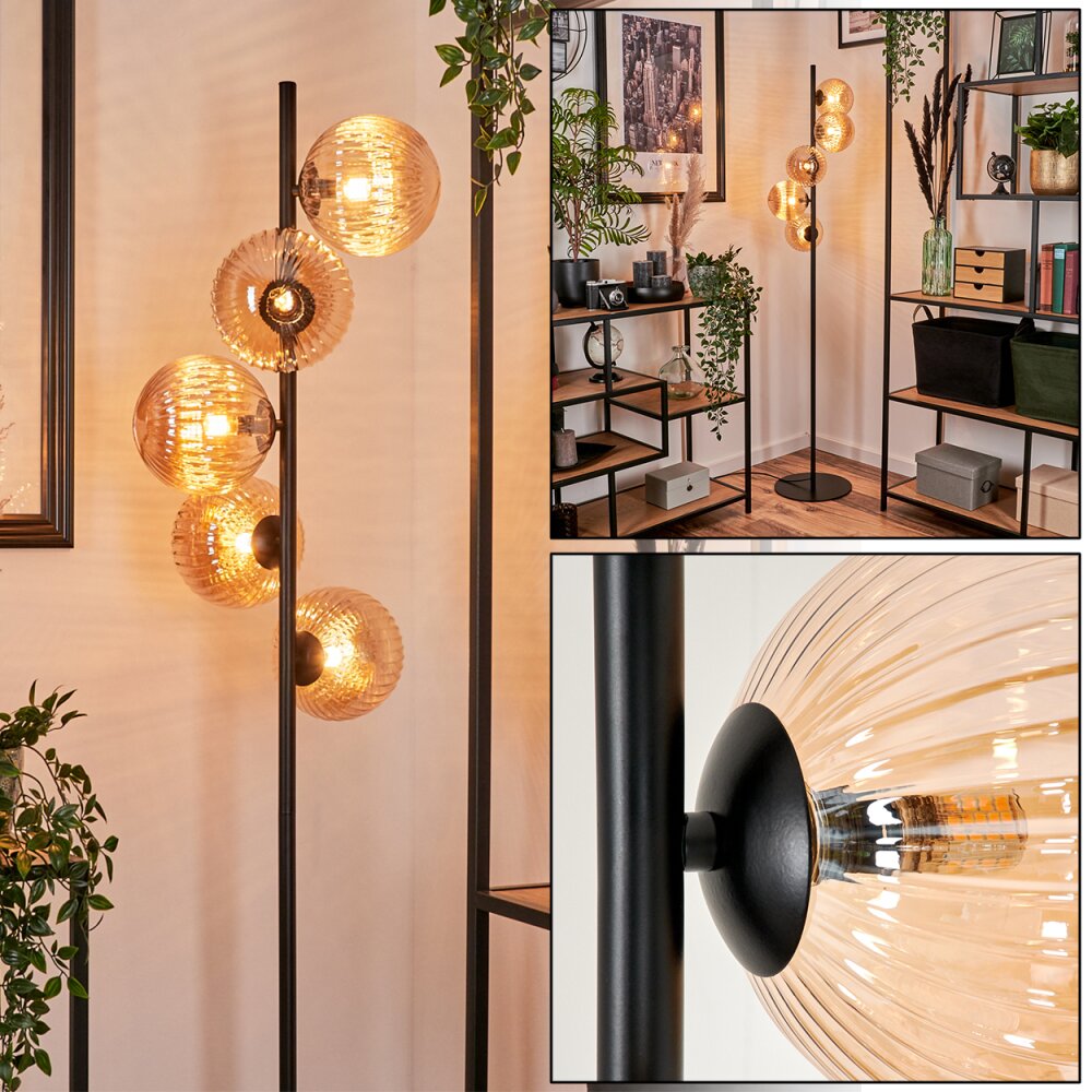 Lampadaire - Verre 15 cm Remaisnil Ambre, 5 lumières main product photo