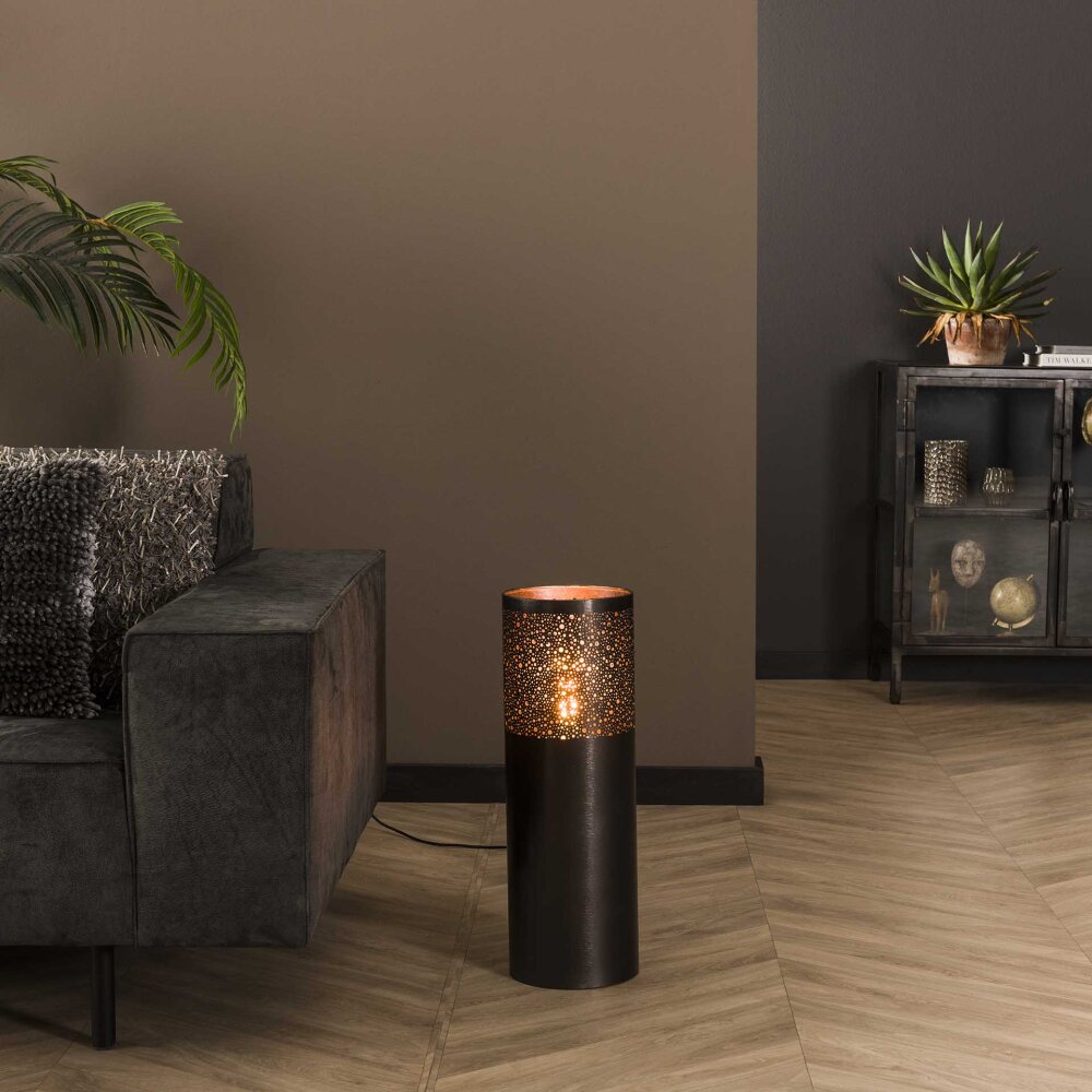 Lampadaire Cylinder Nickel mat, Noir, 1 lumière main product photo