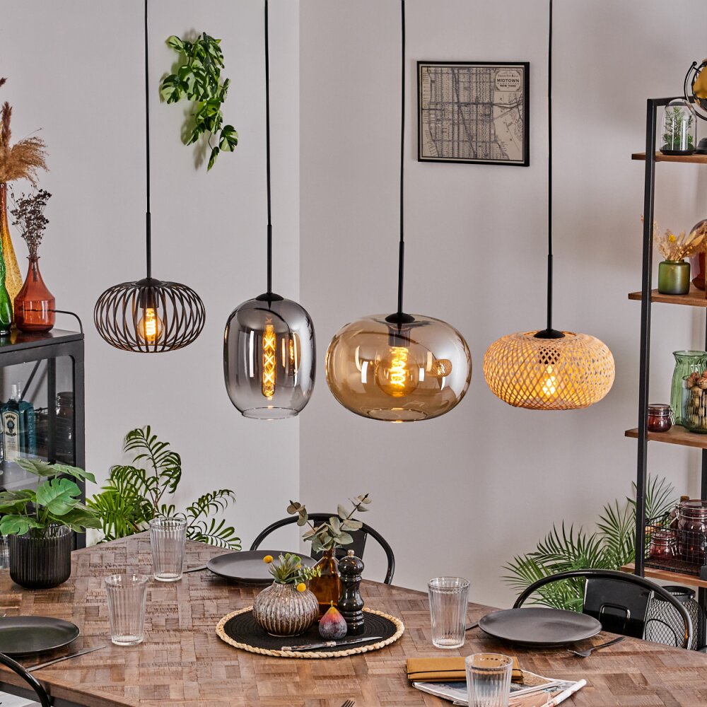 Suspension - Verre 25 cm, 20cm Ripoll Ambre, Clair, Écru, Fumé, Noir, 4 lumières main product photo