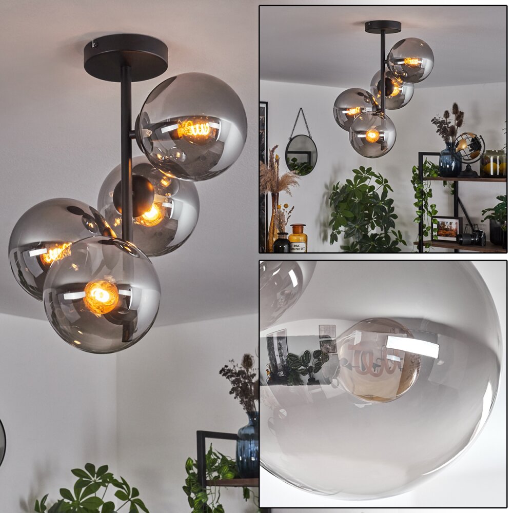 Plafonnier - Verre 15 cm Gastor Fumé, 4 lumières main product photo