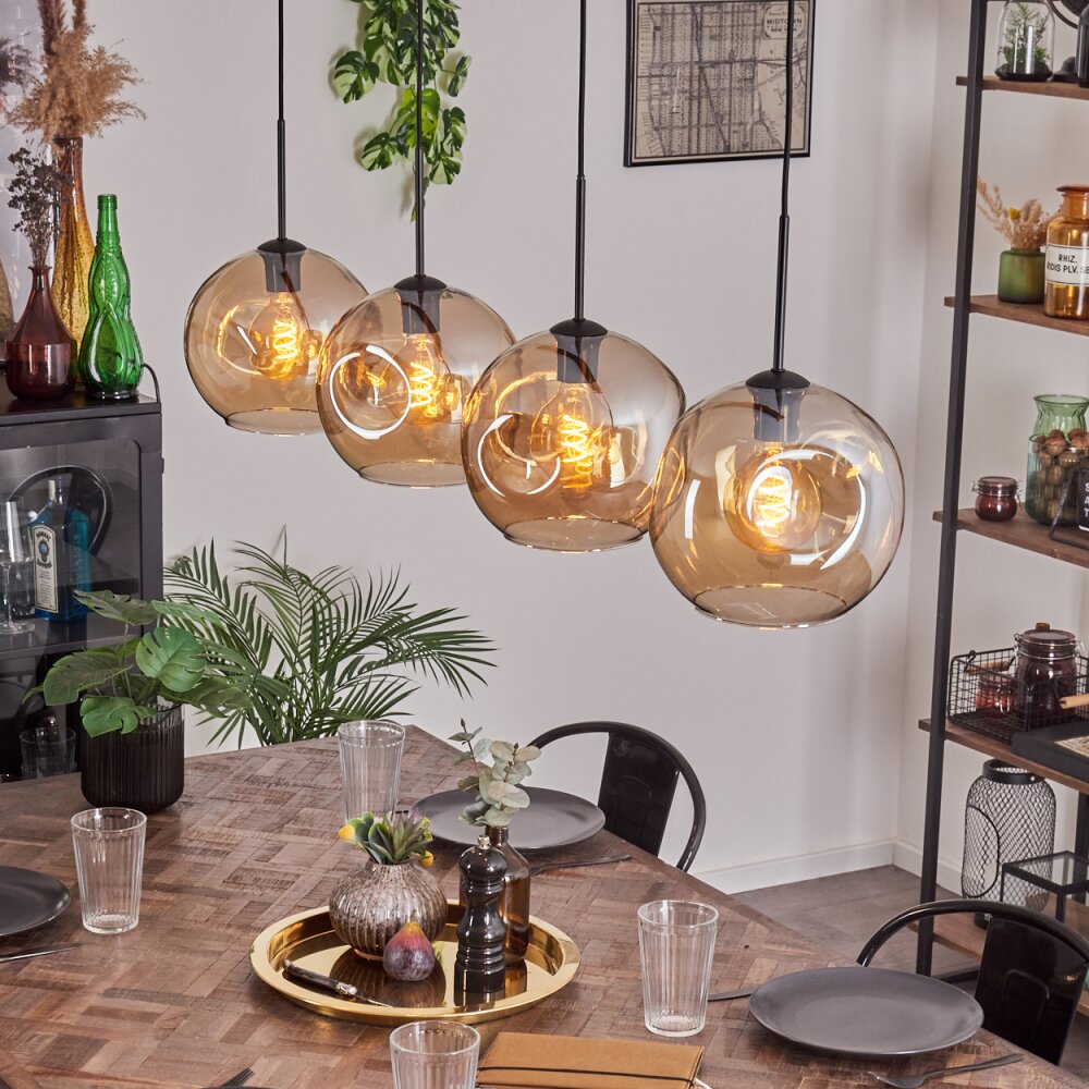 Suspension - Verre 25 cm Ripoll Ambre, 4 lumières main product photo