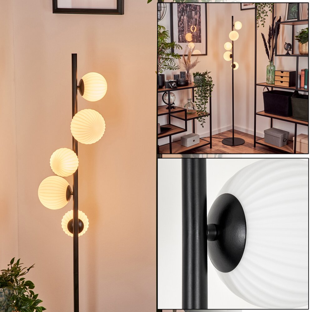 Lampadaire - Verre 10 cm, 12 cm Remaisnil Blanc, 5 lumières main product photo