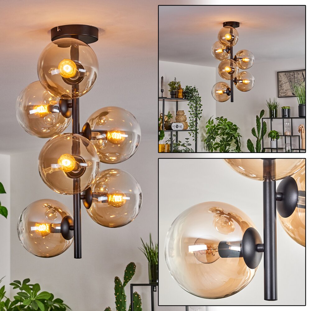 Plafonnier - Verre 15 cm Gastor Ambre, Clair, 6 lumières main product photo