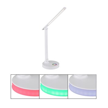 Lampe de table Globo GERALDO LED Blanc, 1 lumière, Changeur de couleurs