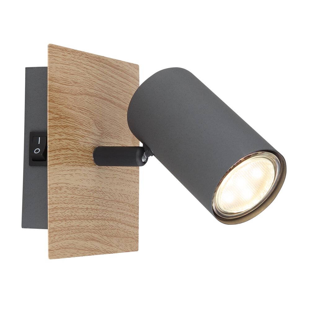 Applique murale Globo ROBBY Bois foncé, Noir, 1 lumière main product photo