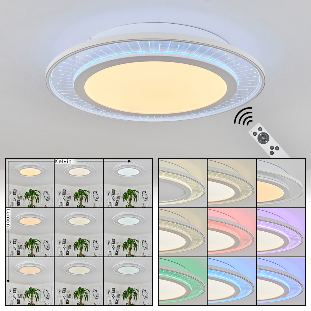 Plafonnier Haumonia LED Blanc, 2 lumières, Télécommandes, Changeur de couleurs main product photo