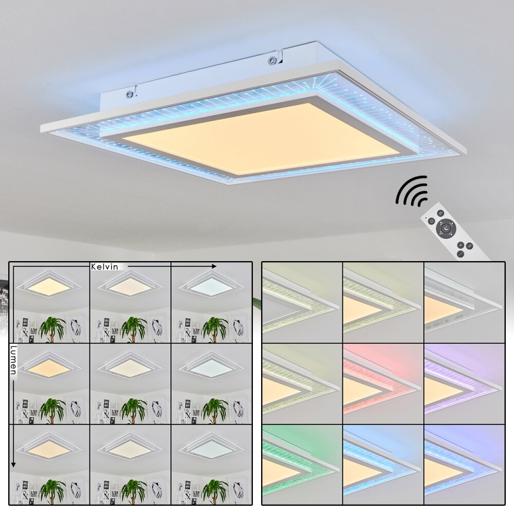 Plafonnier Haumonia LED Blanc, 2 lumières, Télécommandes, Changeur de couleurs main product photo