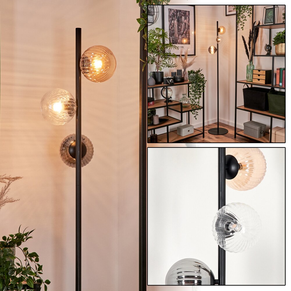 Lampadaire - Verre 12 cm Remaisnil Noir, 3 lumières main product photo