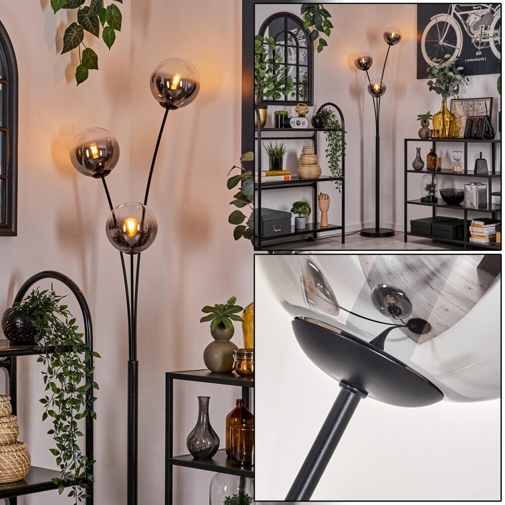 Lampadaire - Verre 15 cm Gastor Clair, Fumé, 3 lumières main product photo