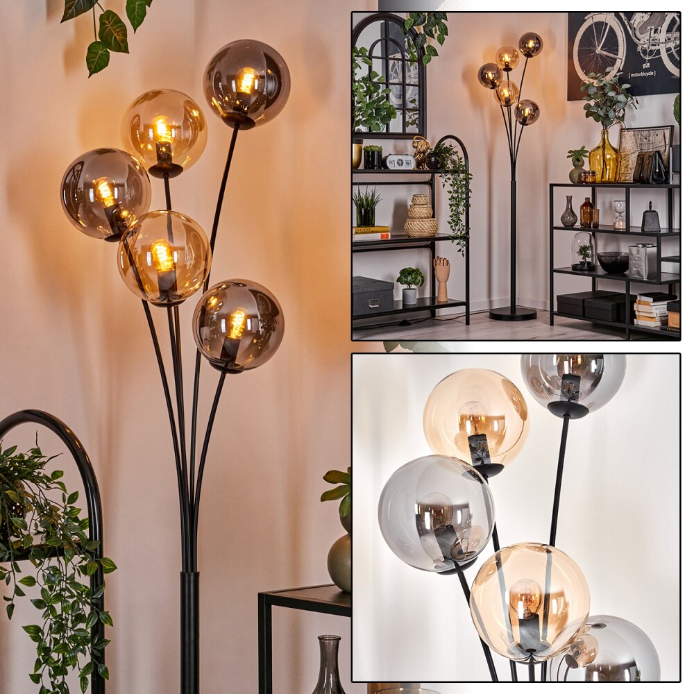 Lampadaire - Verre 15 cm Gastor Ambre, Fumé, 5 lumières main product photo